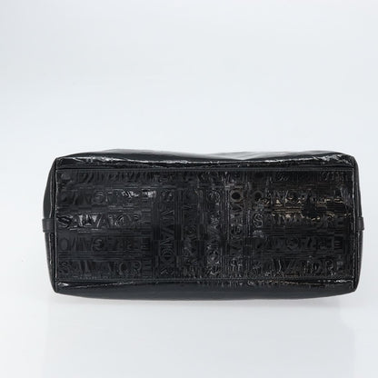 Salvatore Ferragamo Gancini Tote Patent leather, Black, Patent Leather, Tote Bag
