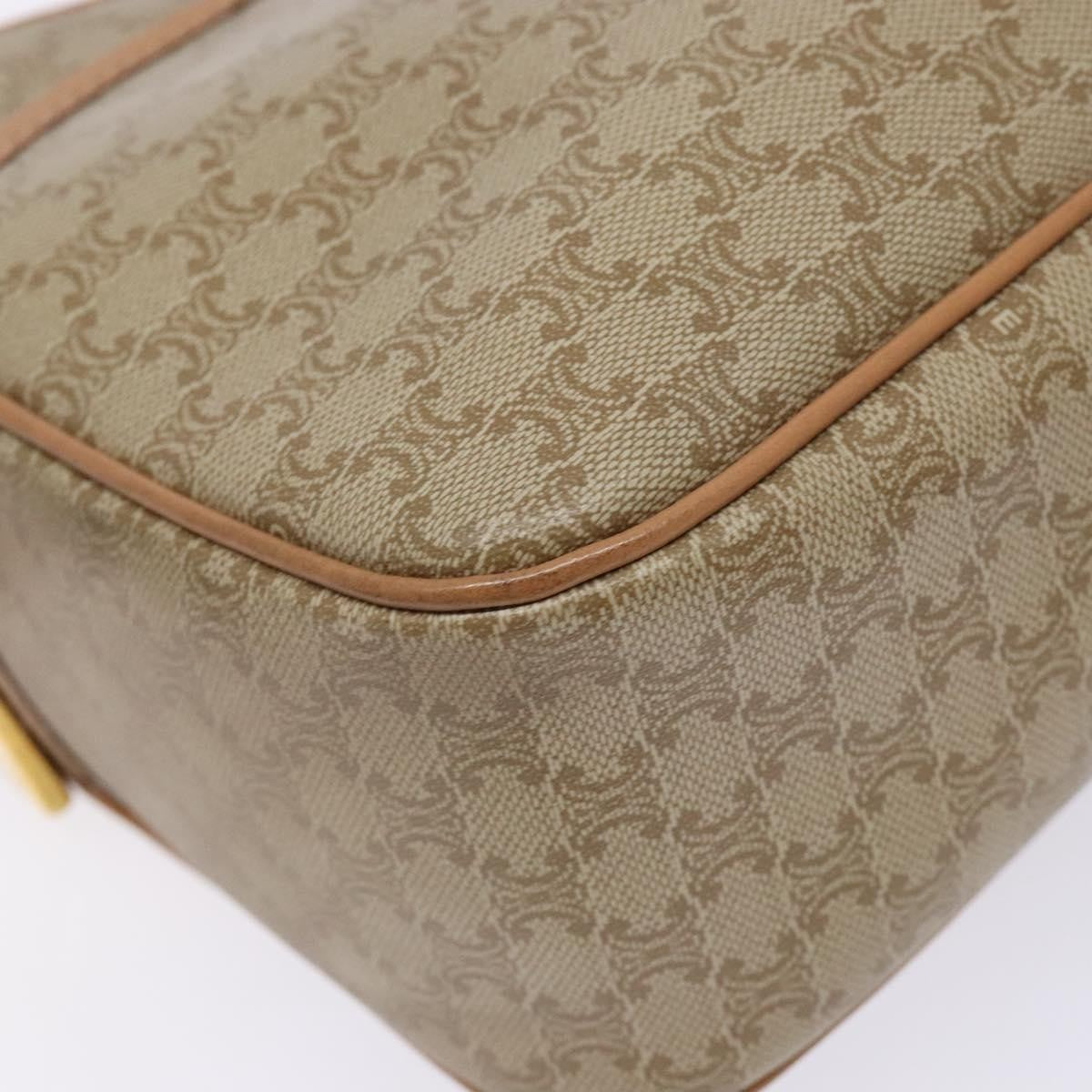Celine Vintage Macadam Shoulder Bag Canvas and Leather, BEIGE, CANVAS, Shoulder bag