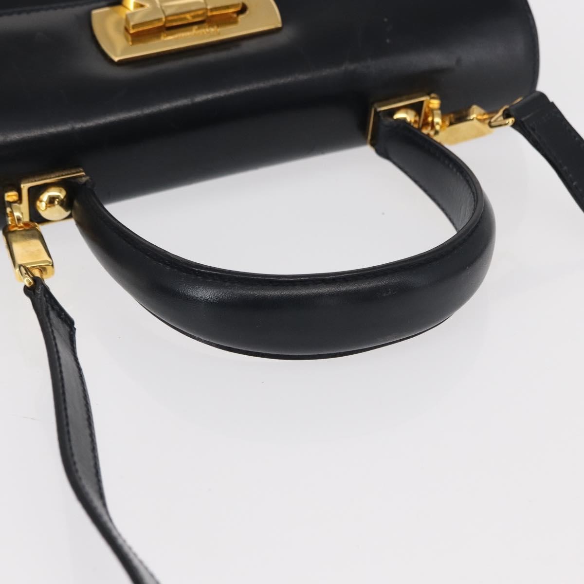 Salvatore Ferragamo Convertible Top Handle Bag Leather, NAVY, LEATHER, Handbag