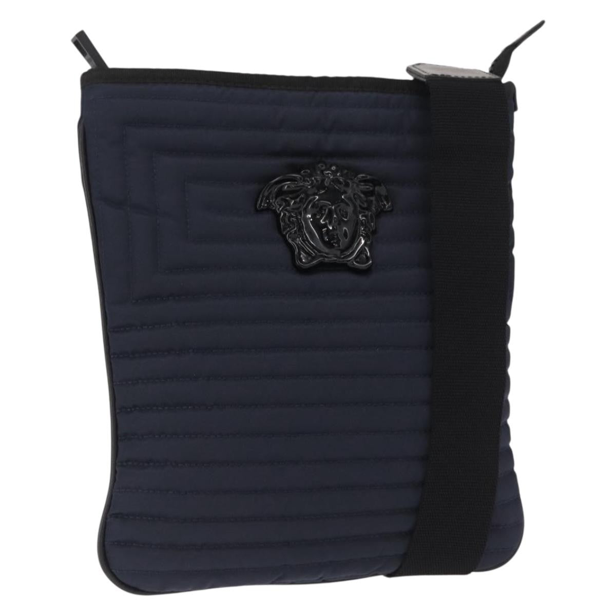 Versace Vintage Shoulder Bag Nylon, Navy, Nylon, Shoulder Bag