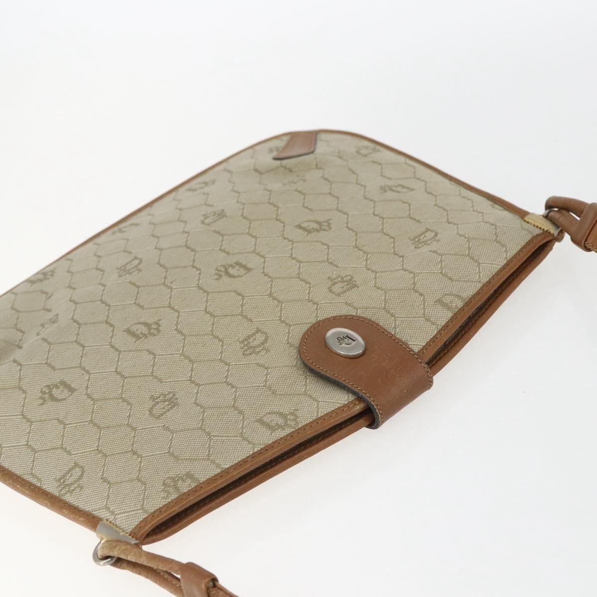 Christian Dior Vintage Honeycomb Shoulder Bag Canvas and Leather, BEIGE, CANVAS, Shoulder bag