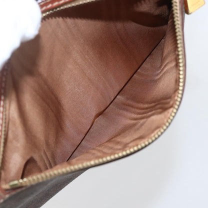 Celine Macadam Pochette Canvas and Leather, BROWN, PVC, Clutche & pouche