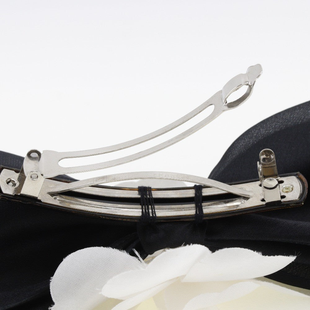 Chanel Camellia Ribbon Headband Silk, BLACK, SATIN, Head accessory