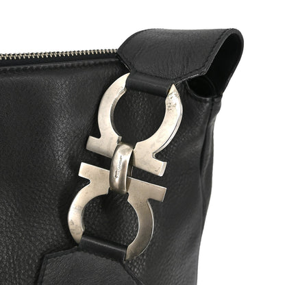 Salvatore Ferragamo Gancini Shoulder Bag Leather, Black, Leather, Shoulder Bag