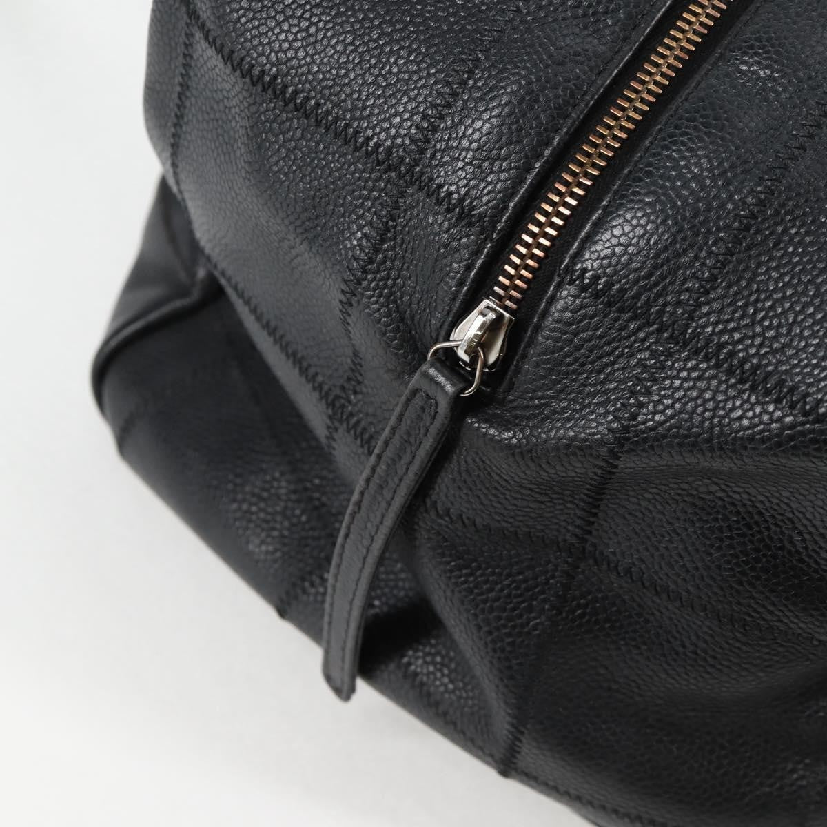 Chanel Square Stitch Shoulder Bag Quilted Caviar, BLACK, LEATHER, Shoulder bag