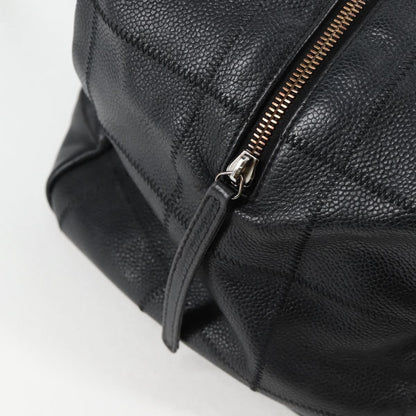 Chanel Square Stitch Shoulder Bag Quilted Caviar, BLACK, LEATHER, Shoulder bag