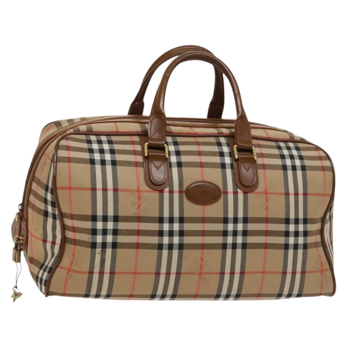 Burberry Vintage Duffle Bag Horseferry Check Canvas, BEIGE, CANVAS, Travel bag