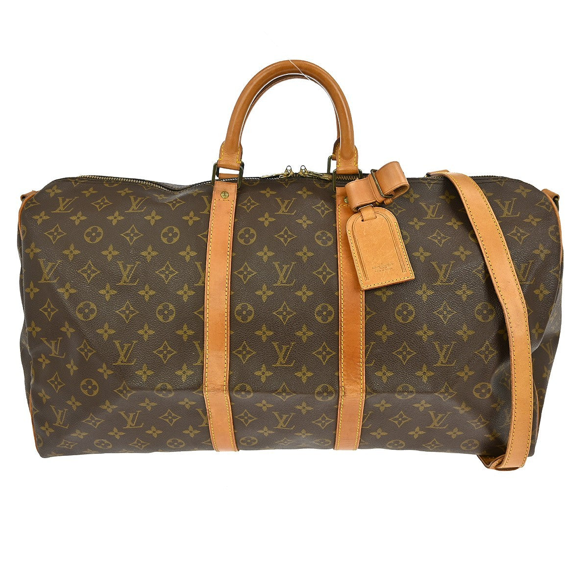 Louis Vuitton Keepall Bandouliere Bag Monogram Canvas, BROWN, CANVAS, Travel bag
