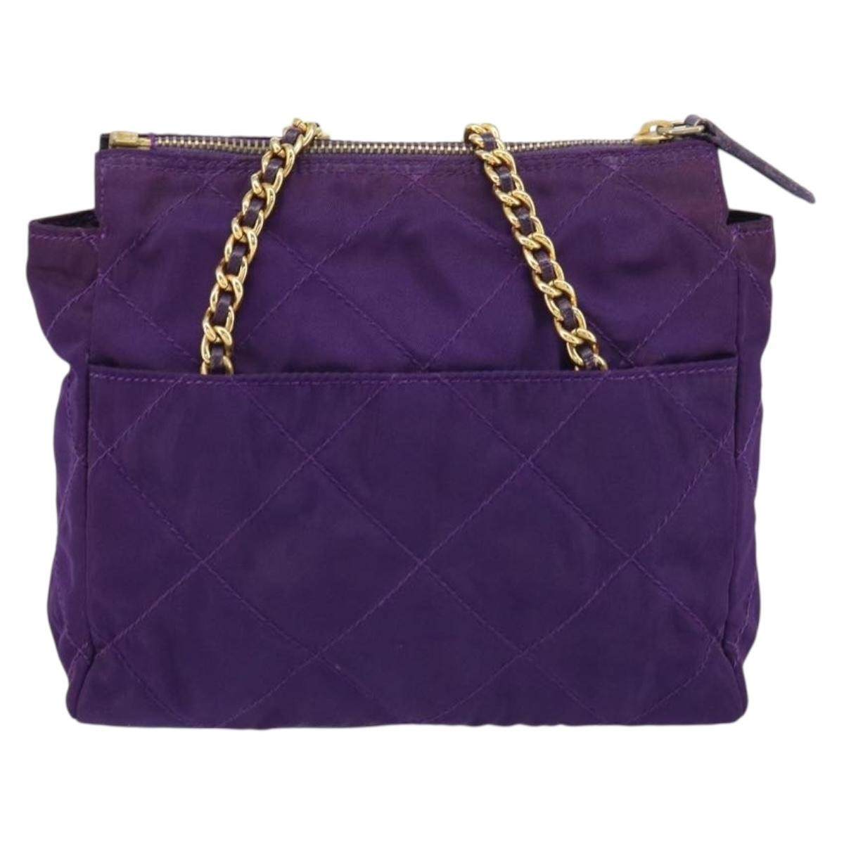 Prada Re-Edition 1995 Chain Tote Quilted Re-Nylon, Purple, Nylon, Shoulder Bag