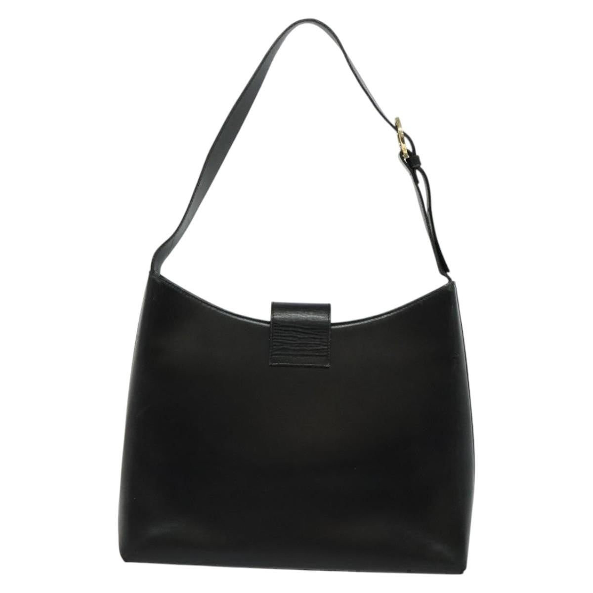 Salvatore Ferragamo Gancini Shoulder Bag Leather, BLACK, LEATHER, Shoulder bag