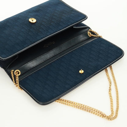 Christian Dior Vintage Chain Flap Shoulder Bag Diorissimo Canvas, Navy, Canvas, Shoulder Bag