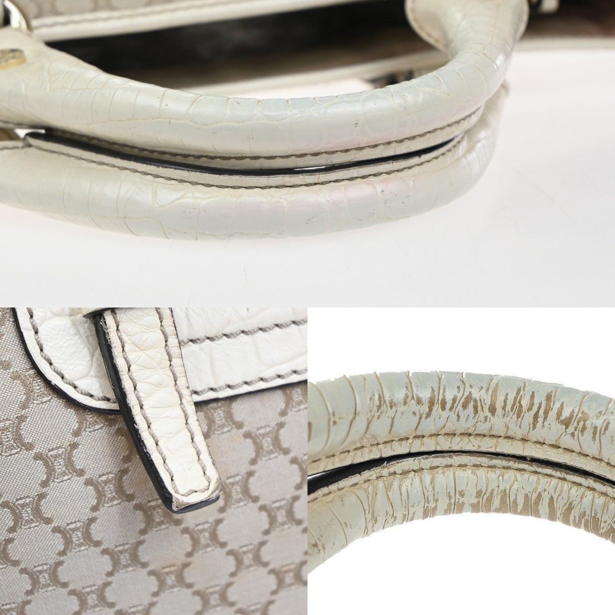 Celine Boogie Satchel Macadam, BEIGE, CANVAS, Tote bag