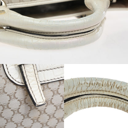 Celine Boogie Satchel Macadam, BEIGE, CANVAS, Tote bag