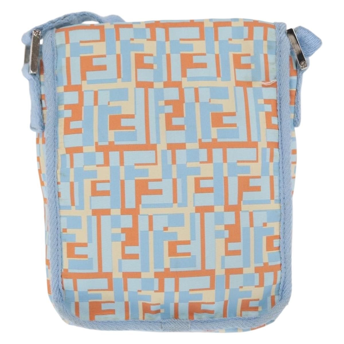 Fendi Logo Zucca Shoulder Bag Zucca, BLUE, CANVAS, Shoulder bag