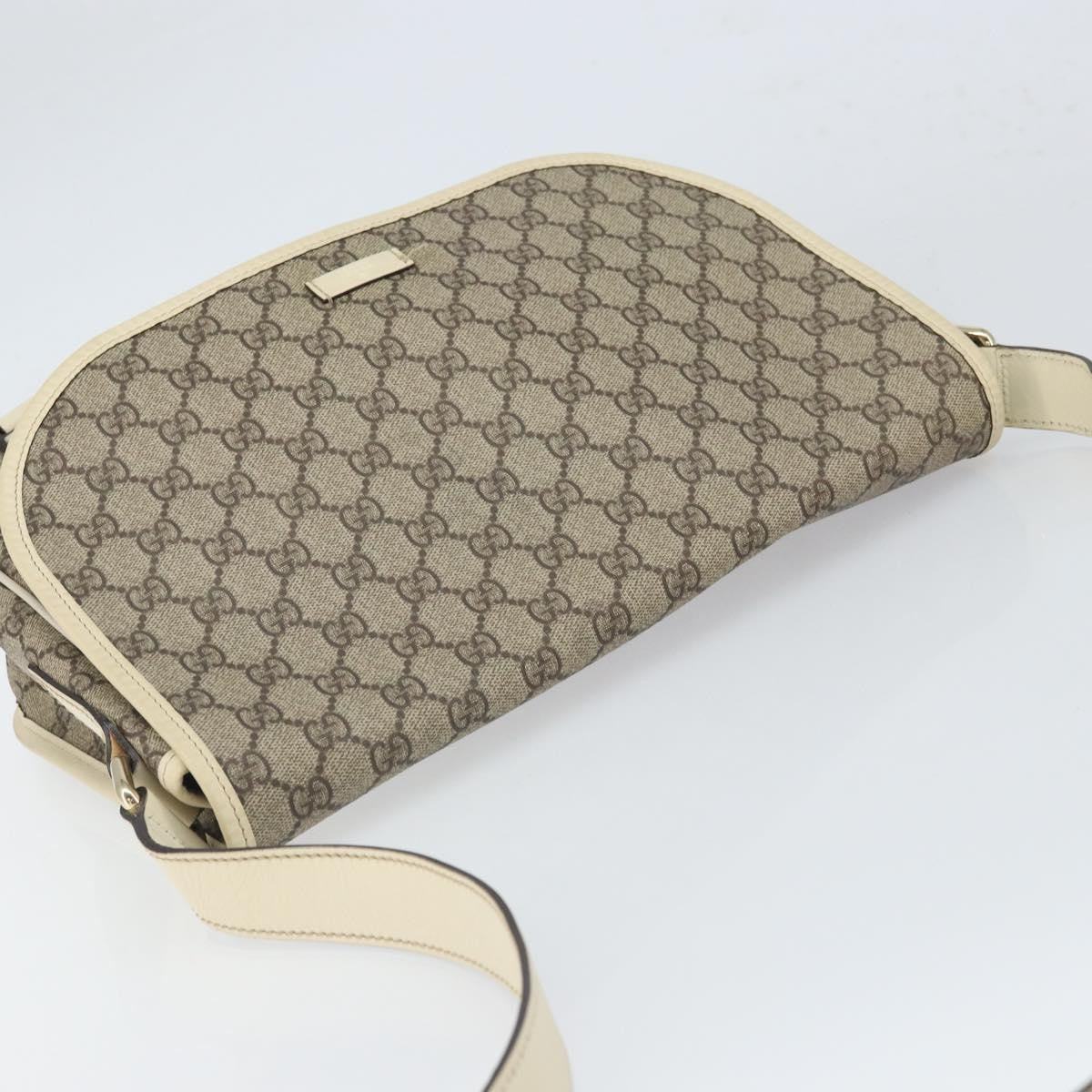 Gucci Double Buckle Flap Messenger Bag GG Coated Canvas with Leather, BEIGE, PVC, Shoulder bag