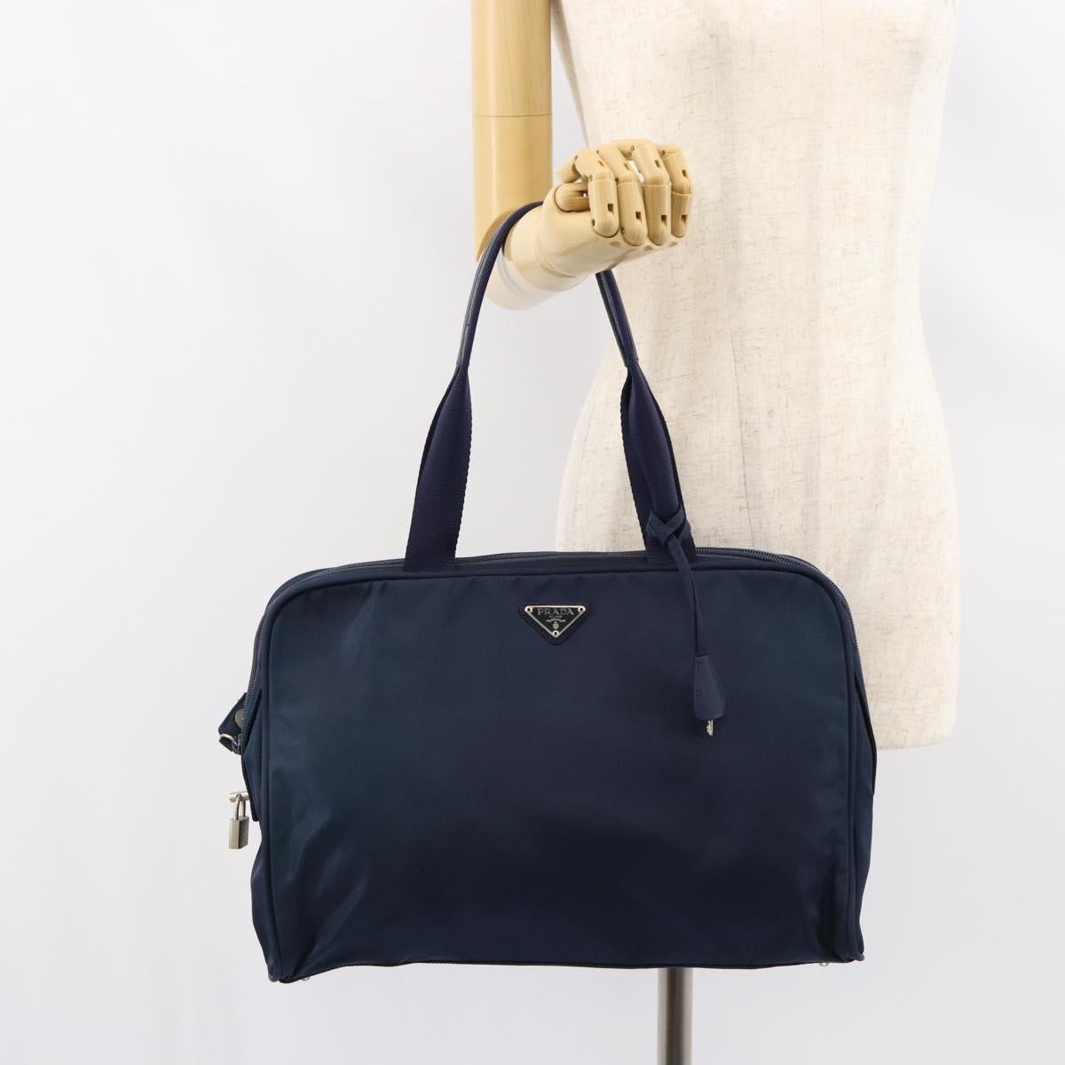 Prada Zip Around Tote Tessuto, Navy, Nylon, Handbag