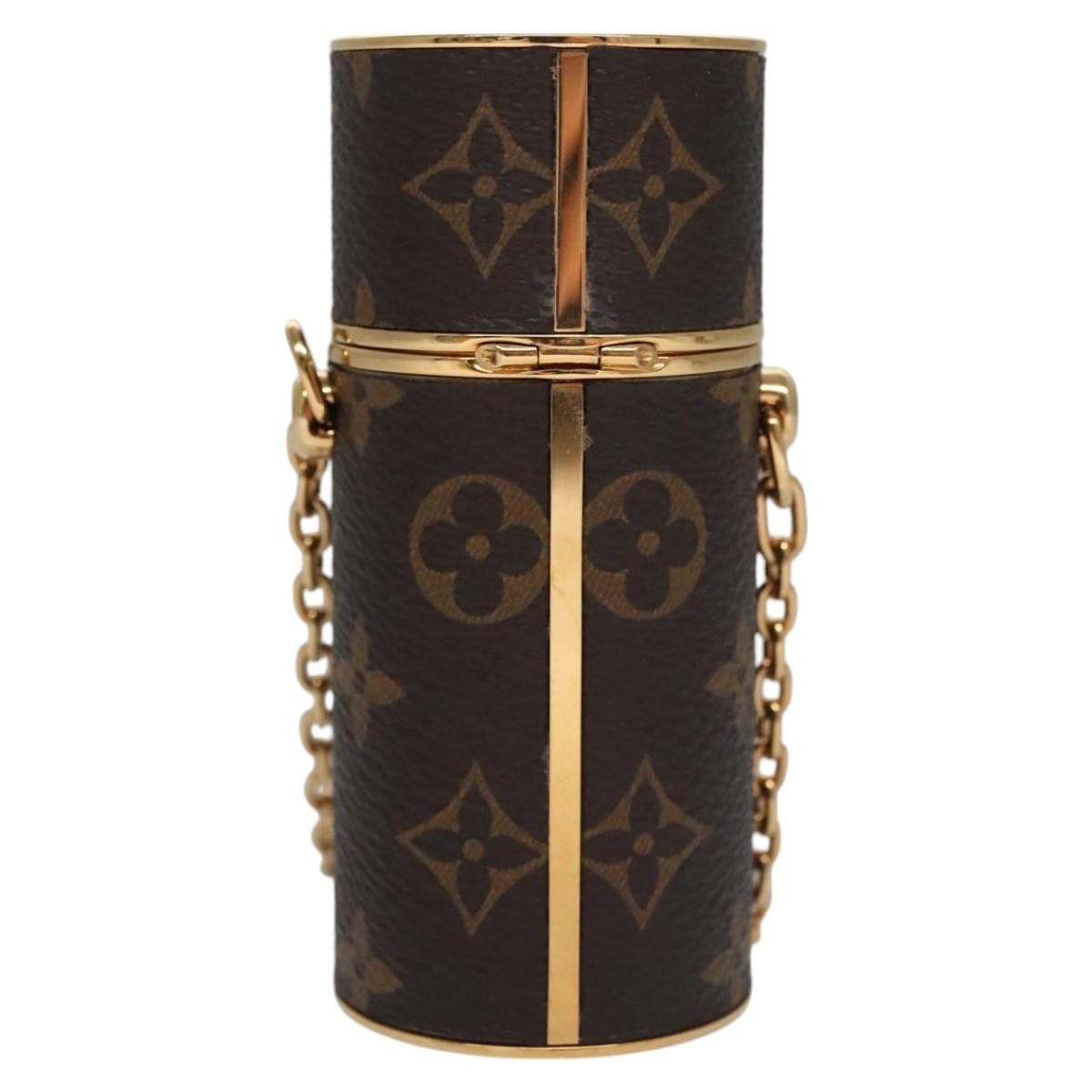 Louis Vuitton Lipstick Case on Chain Monogram Canvas, BROWN, CANVAS, Clutche & pouche