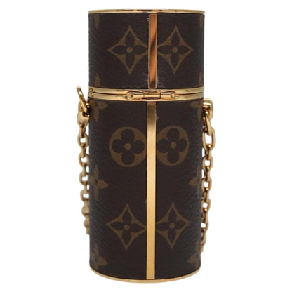 Louis Vuitton Lipstick Case on Chain Monogram Canvas, BROWN, CANVAS, Clutche & pouche