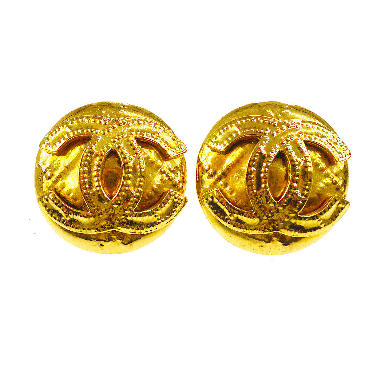Chanel CC Button Clip-On Earrings Metal, GOLD, GOLD_PLATED, Earrings