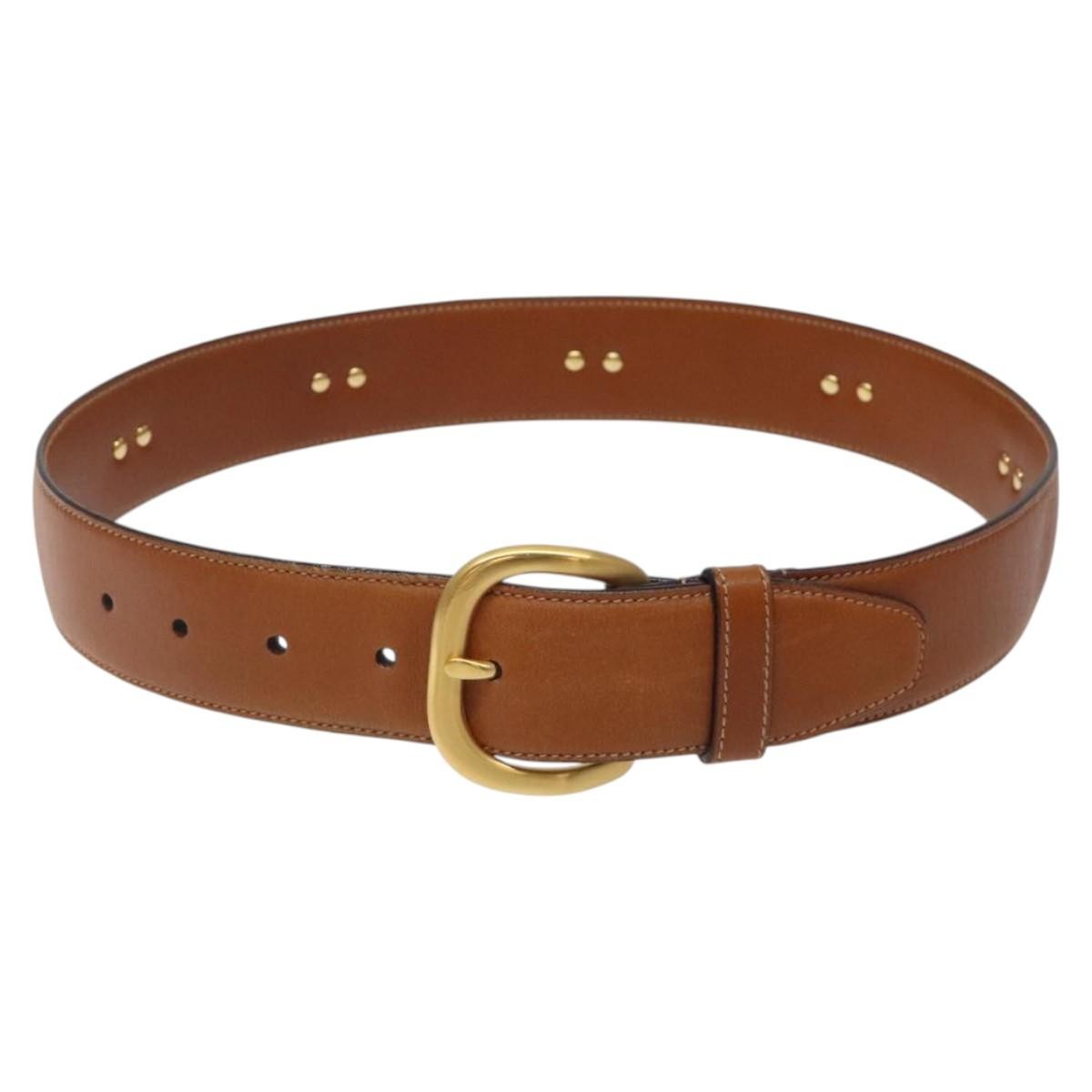 Gucci Buckle Belt Studded Leather, BROWN, LEATHER, Belts