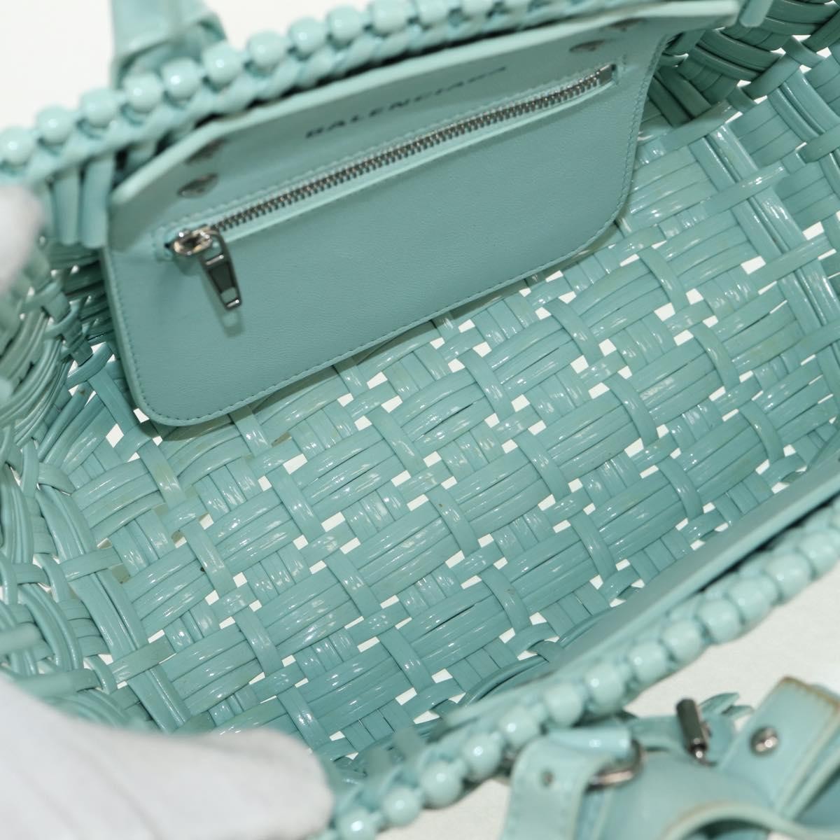 Balenciaga Bistro Panier Bag Woven Faux Leather, GREEN, RUBBER, Tote bag
