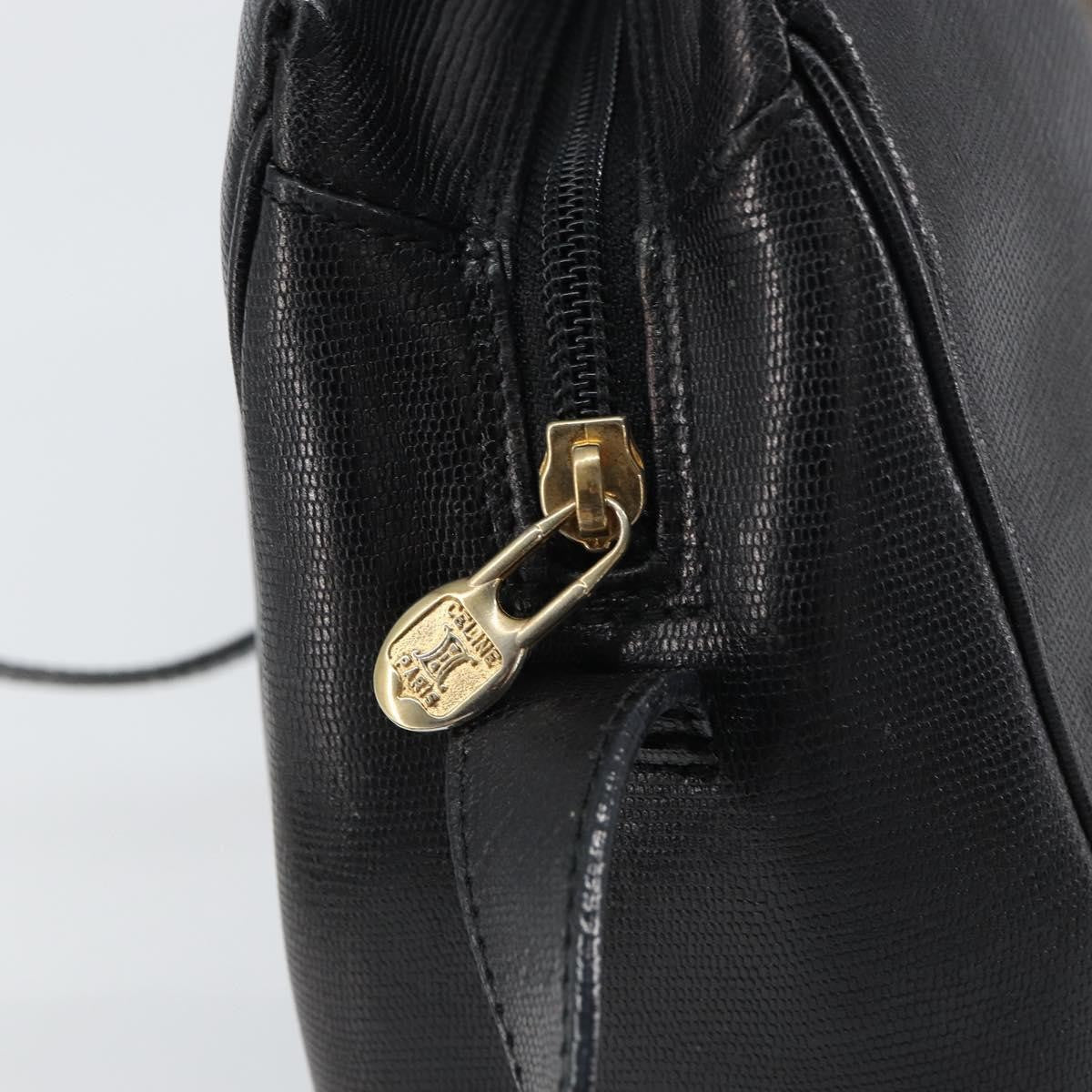 Celine Circle Logo Shoulder Bag Leather, BLACK, LEATHER, Shoulder bag