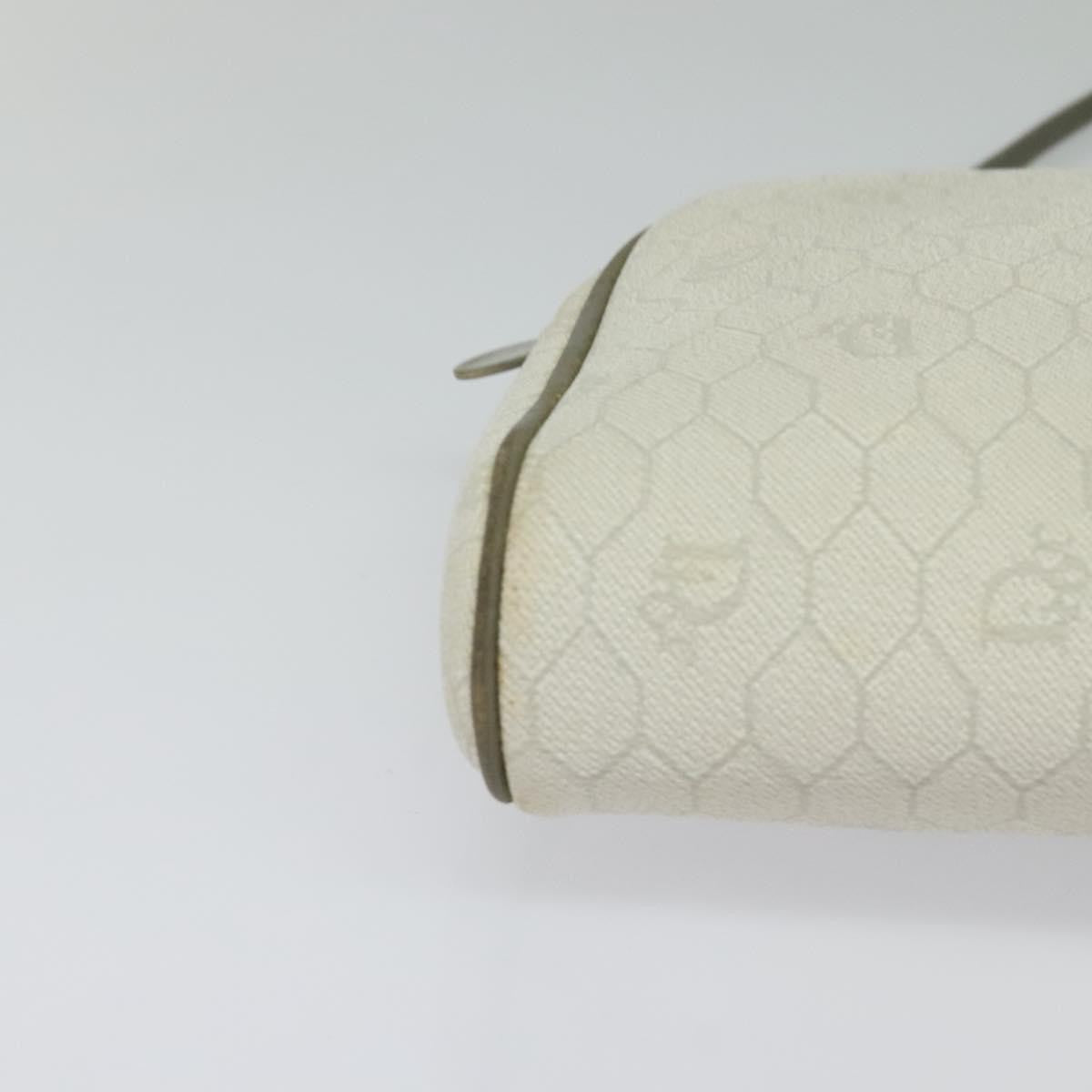Christian Dior Vintage Honeycomb Zip Pouch Coated Canvas, WHITE, LEATHER, Clutche & pouche