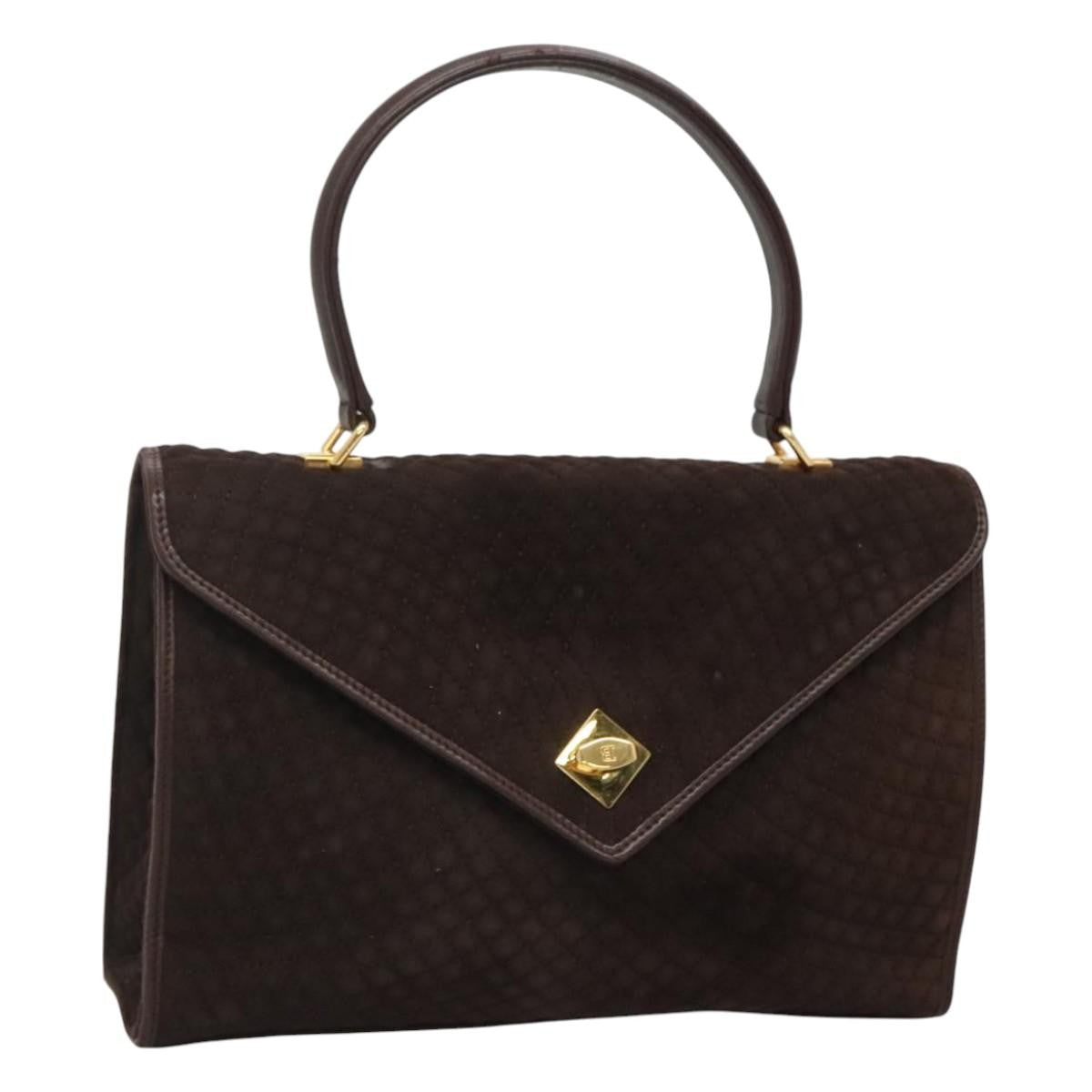 Bally Vintage Handbag Quilted suede, BROWN, SUEDE, Handbag