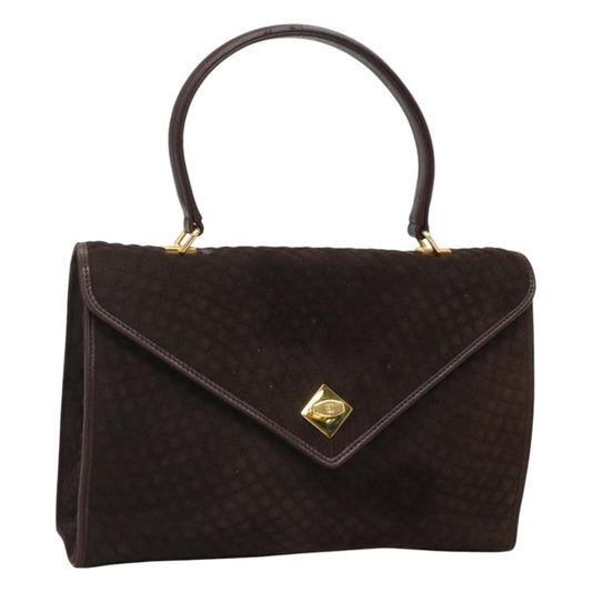 Bally Vintage Handbag Quilted suede, BROWN, SUEDE, Handbag