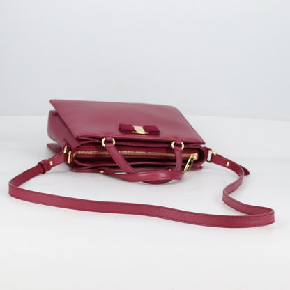 Salvatore Ferragamo Vala Handbag Leather, PURPLE, LEATHER, Handbag