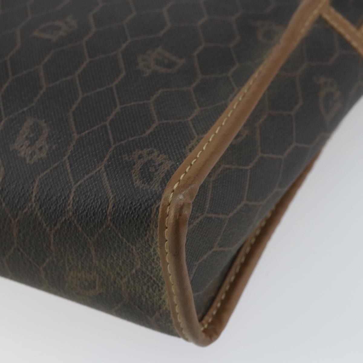 Christian Dior Vintage Honeycomb Zip Pouch Canvas and Leather, BLACK, CANVAS, Clutche & pouche