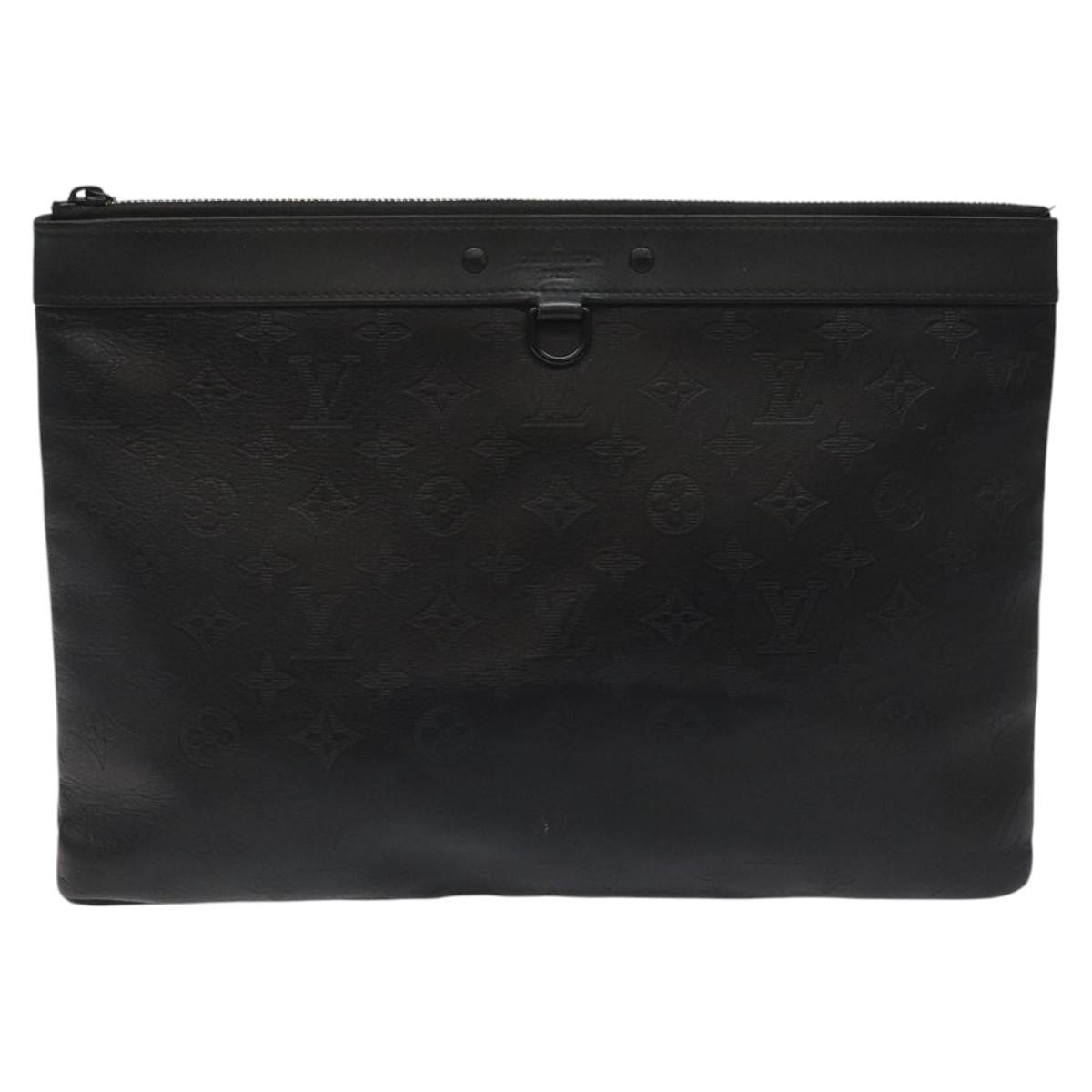 Louis Vuitton Discovery Pochette Monogram Shadow Leather, BLACK, LEATHER, Clutche & pouche