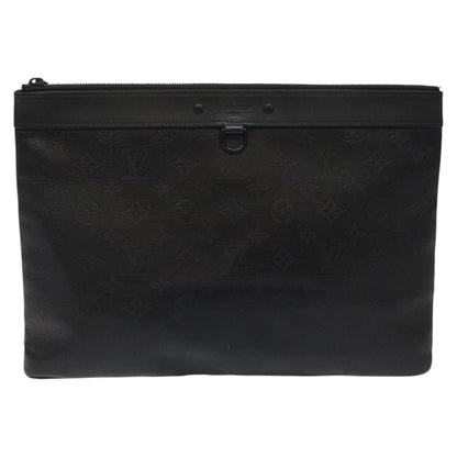 Louis Vuitton Discovery Pochette Monogram Shadow Leather, BLACK, LEATHER, Clutche & pouche
