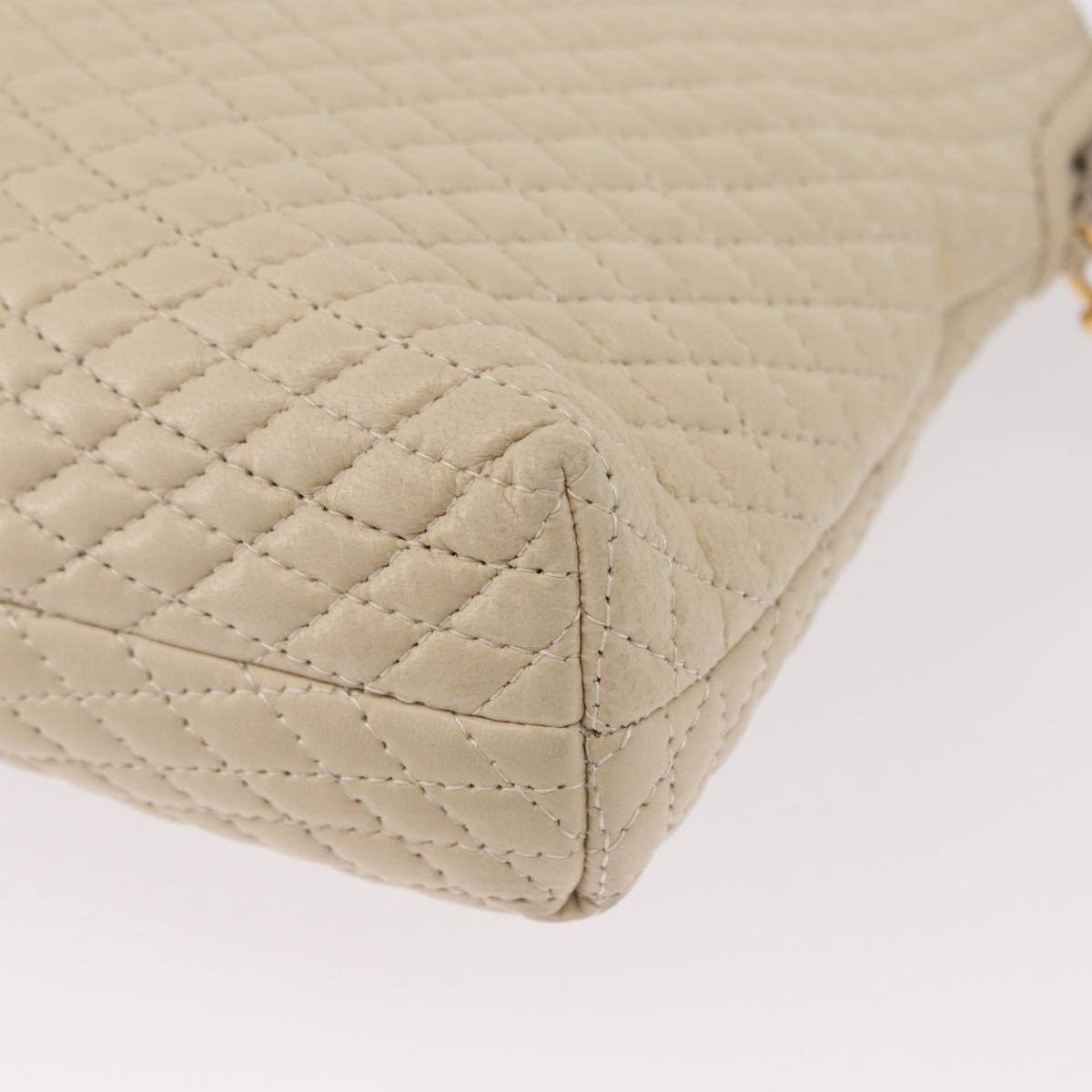 Bally Vintage Chain Shoulder Bag Quilted Leather, Beige, Leather, Shoulder Bag