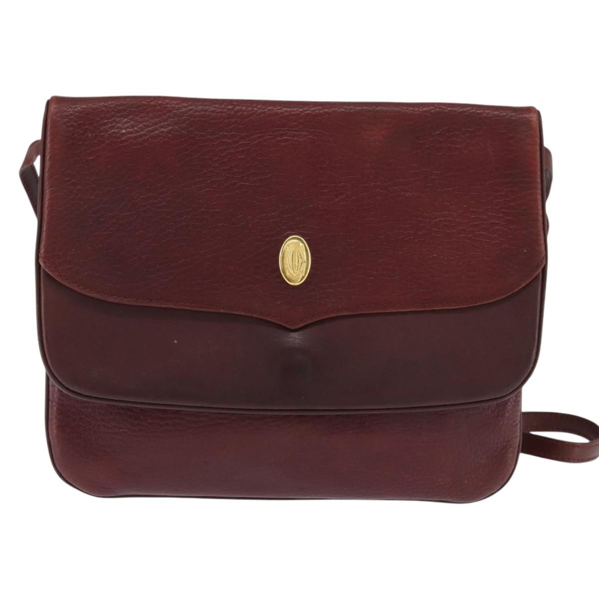 cartier Must de Cartier Shoulder Bag Leather, BURGUNDY, LEATHER, Shoulder bag
