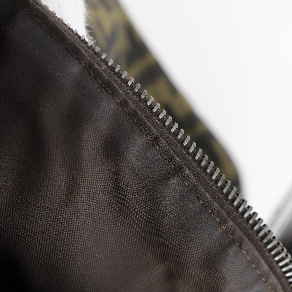 Fendi Zip Around Messenger Bag Zucca Canvas, BROWN, NYLON, Shoulder bag