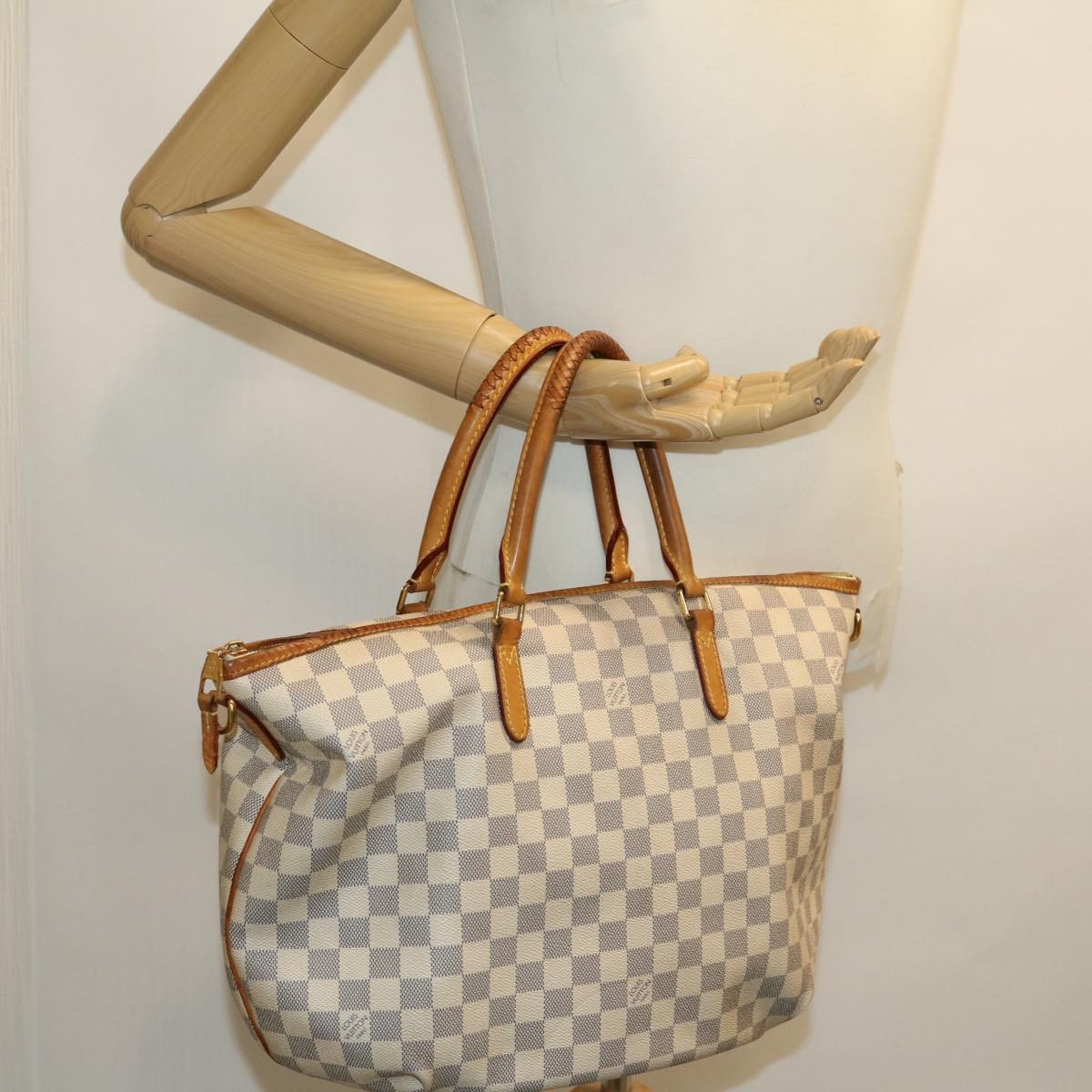 Louis Vuitton Riviera Handbag Damier, WHITE, CANVAS, Handbag