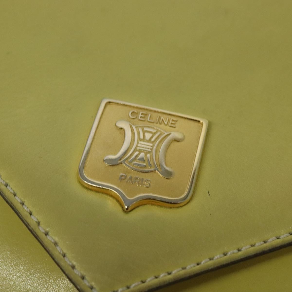 Celine Flap Shoulder Bag Leather, YELLOW, LEATHER, Shoulder bag