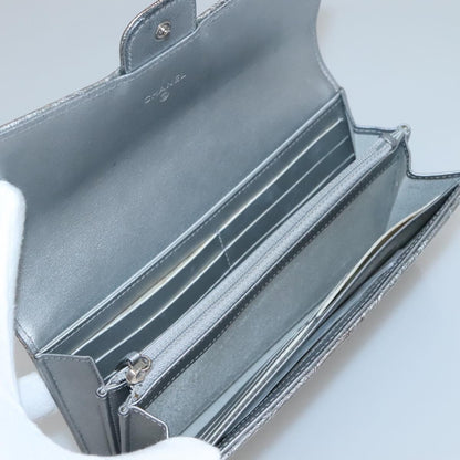 Chanel L-Flap Wallet Chevron Patent, SILVER, PATENT_LEATHER, Wallets