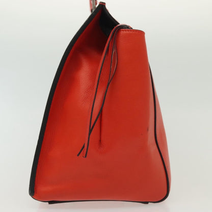 Celine Edge Bag Leather, ORANGE, LEATHER, Handbag