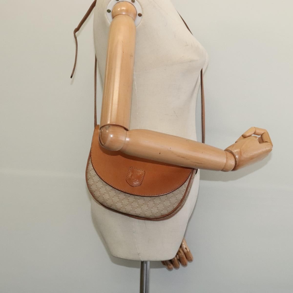 Celine Macadam Shoulder Bag PVC Leather, BEIGE, CANVAS, Shoulder bag