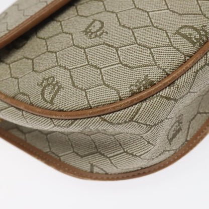 Christian Dior Vintage Honeycomb Flap Crossbody Bag Coated Canvas, BEIGE, CANVAS, Crossbody bag