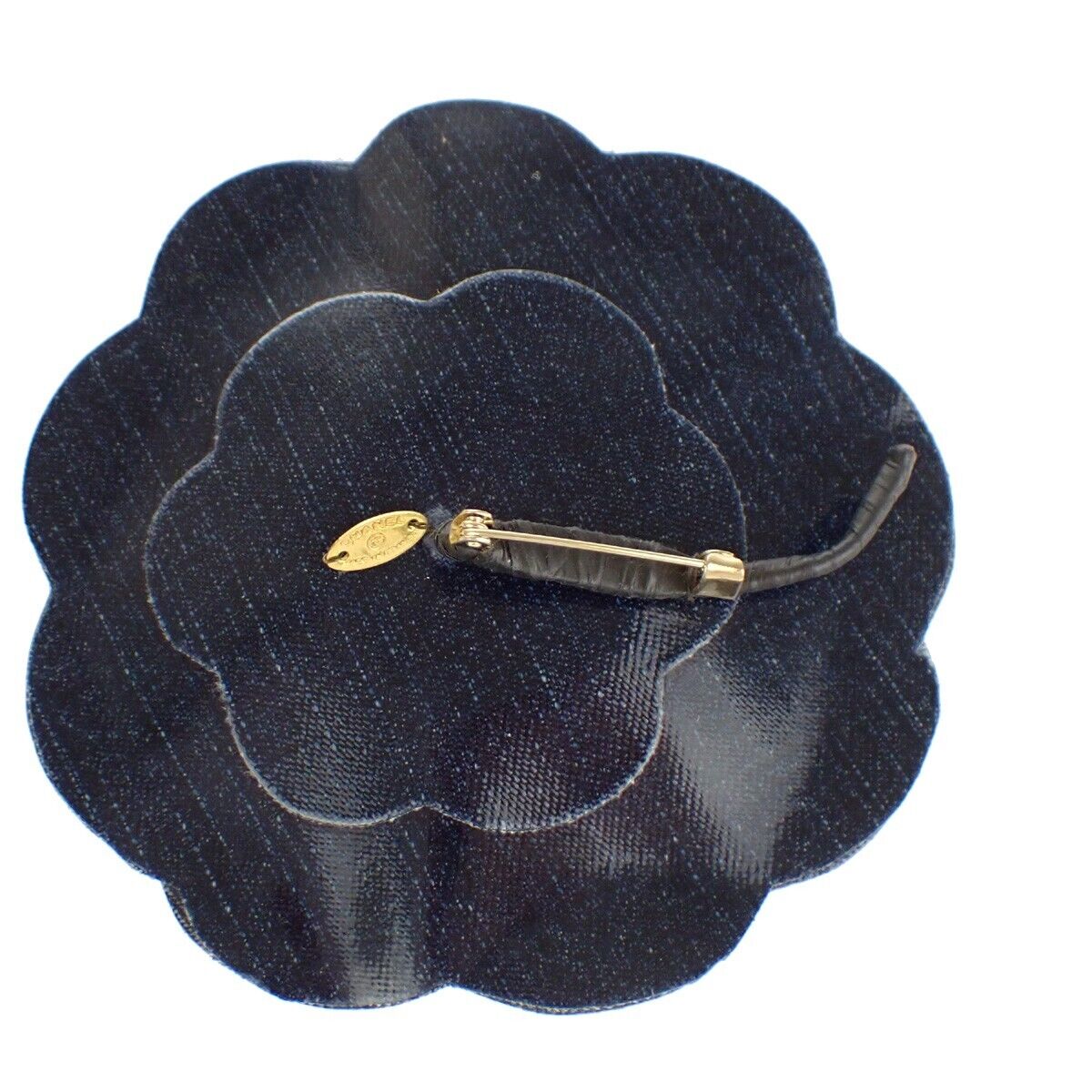 Chanel Camellia Brooch Denim, NAVY, DENIM_JEANS, Brooch