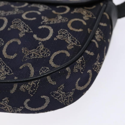 Celine C Sulky Shoulder bag Canvas and Leather, NAVY, CANVAS, Shoulder bag