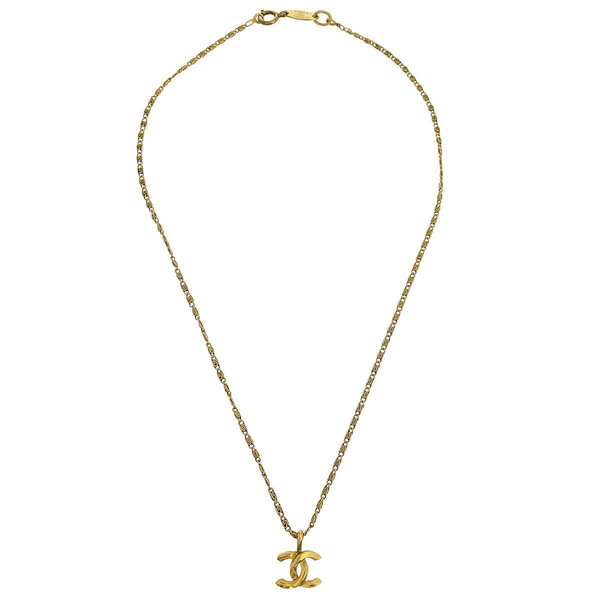 Chanel Vintage CC Pendant Necklace Metal, Gold, Gold Plated, Necklace