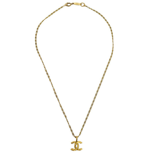 Chanel Vintage CC Pendant Necklace Metal, Gold, Gold Plated, Necklace