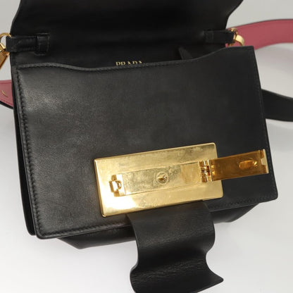 Prada Metal Ribbon Shoulder Bag City Calfskin, GRAY, LEATHER, Shoulder bag