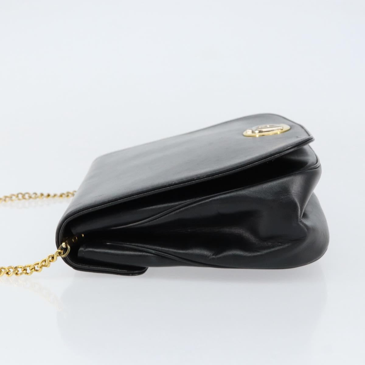 Christian Dior Vintage Chain Flap Shoulder Bag Leather, BLACK, LEATHER, Shoulder bag