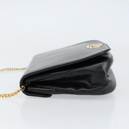 Christian Dior Vintage Chain Flap Shoulder Bag Leather, BLACK, LEATHER, Shoulder bag