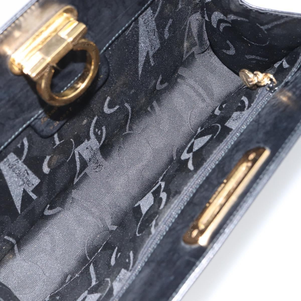 Salvatore Ferragamo Vintage Gancini Chain Shoulder Bag Leather, BLACK, LEATHER, Shoulder bag